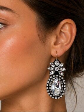 Express Silver-Tone Clear Crystal Drop Earrings